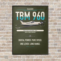 Thumbnail for Daher TBM 960 vertical canvas print - framed - green army background