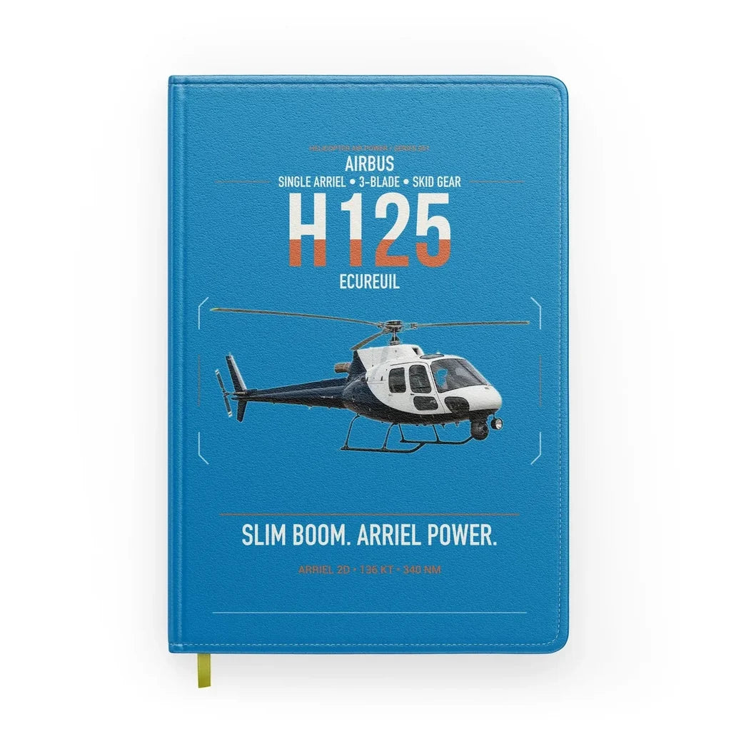 Airbus H125 design on turquoise notebook