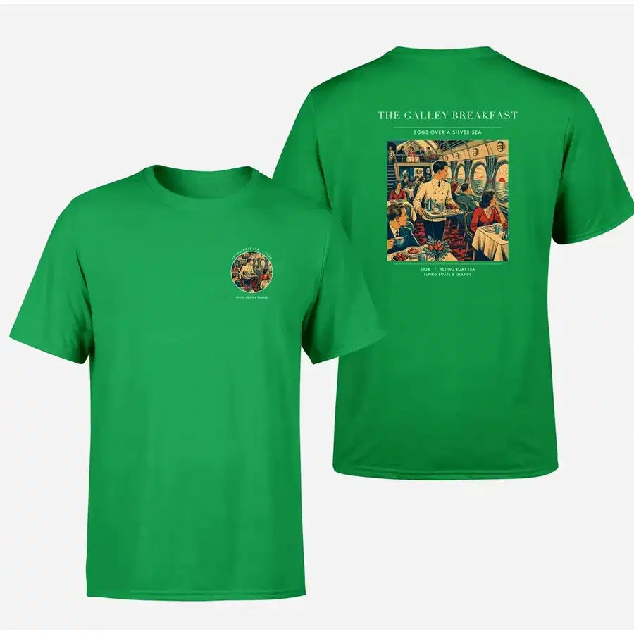 VINTAGE G4184 - The Galley Breakfast - Double-Side T-Shirt design on green double side t shirt