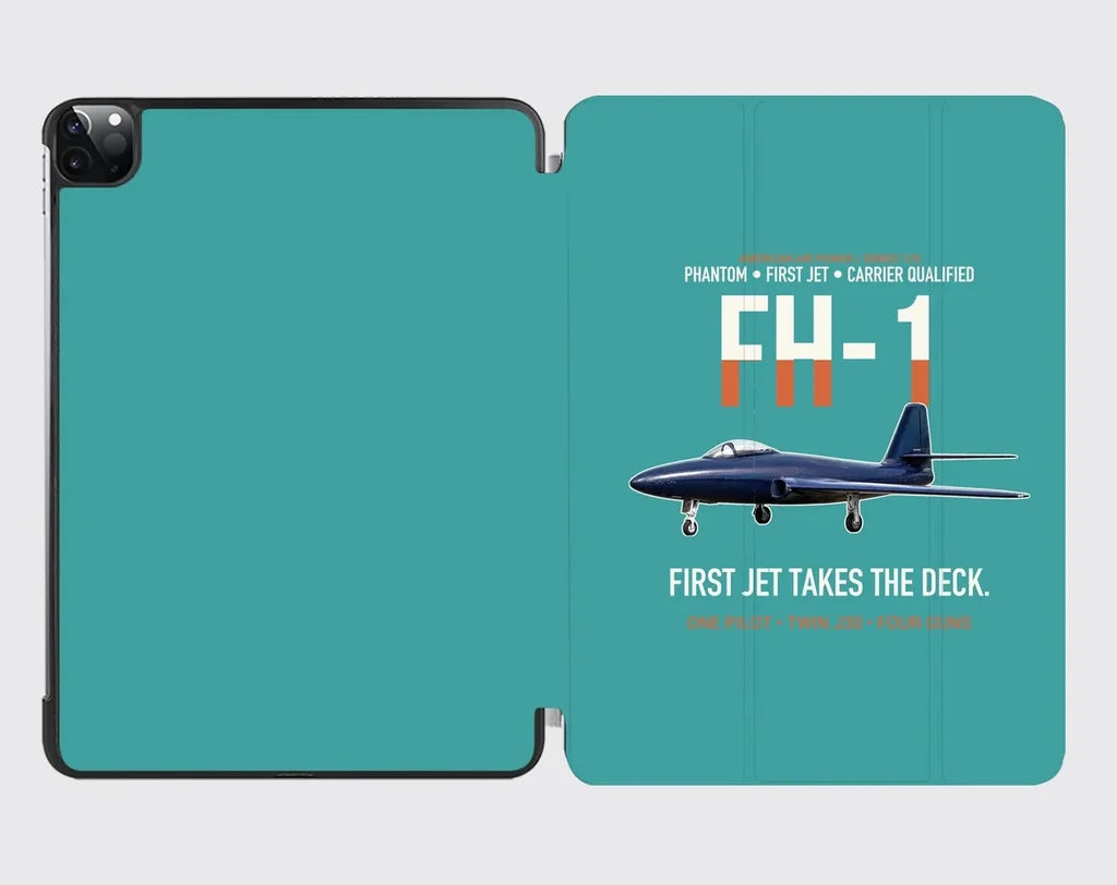 FH-1 Phantom First Jet Takes the Deck design on turquoise ipad tablet case