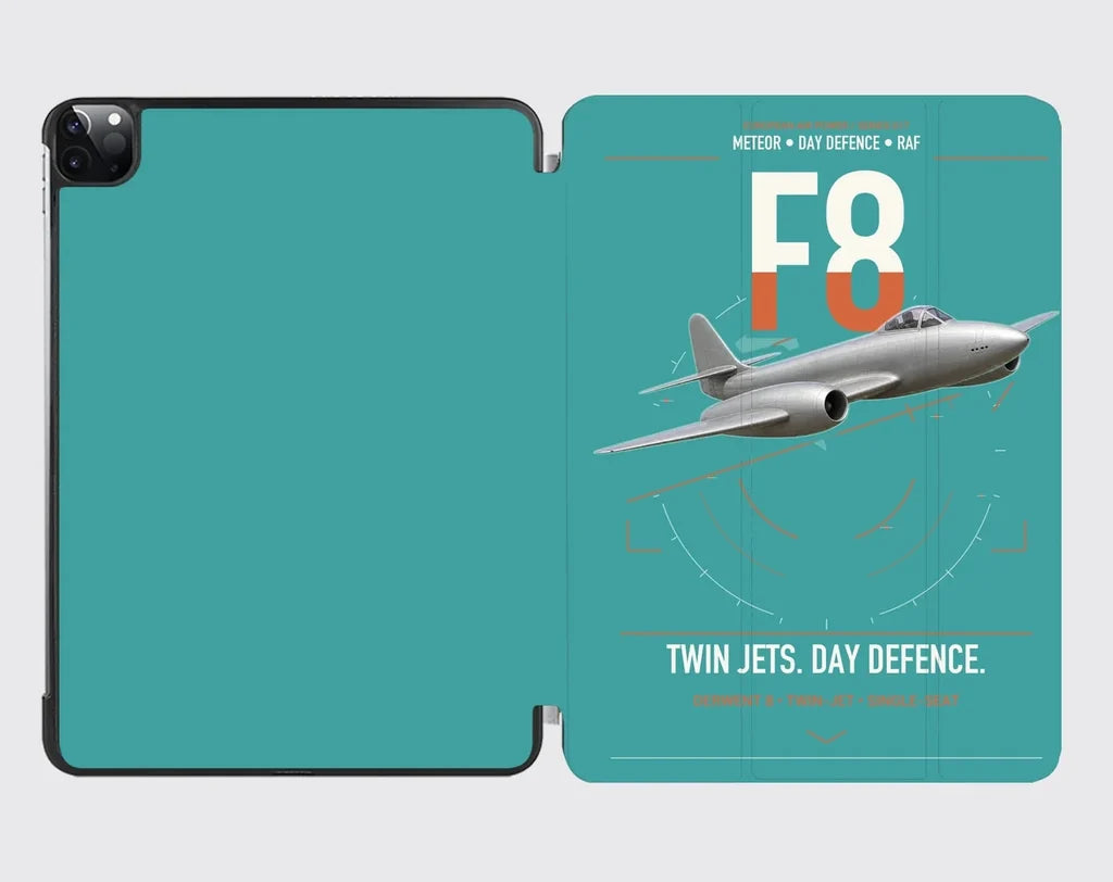 Gloster Meteor F8 design on turquoise ipad tablet case
