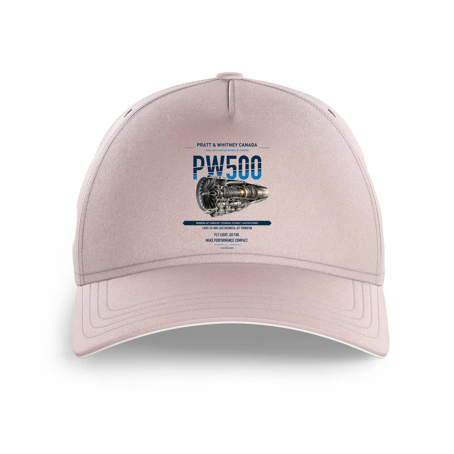 PW500 design on pink printed hat