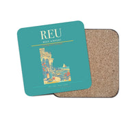 Thumbnail for Reus Airport (REU) design on turquoise 1 piece coaster