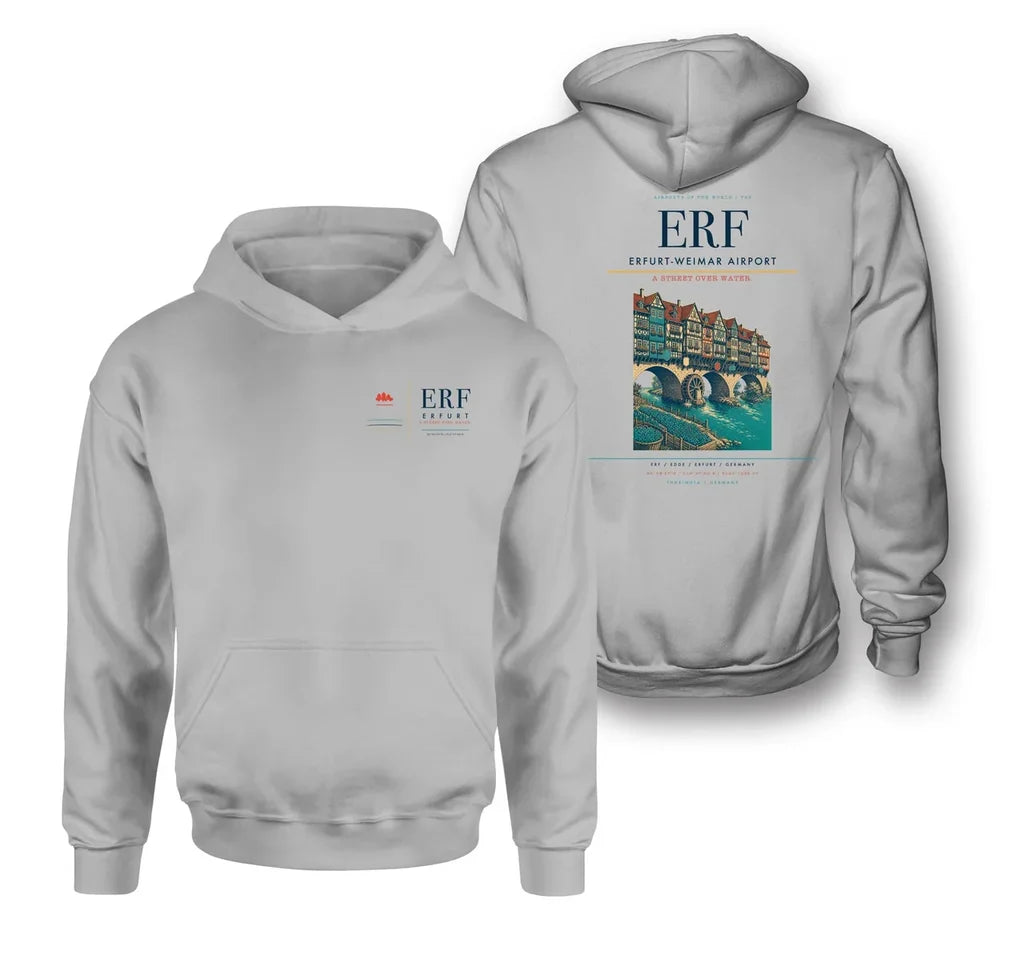 Erfurt-Weimar Airport (ERF) design on light gray double-side hoodie