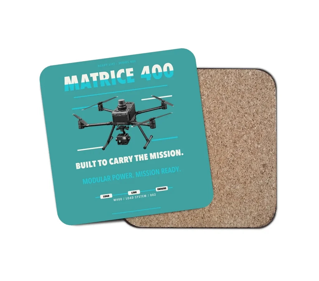 DJI Matrice 400 design on turquoise 1 piece coaster
