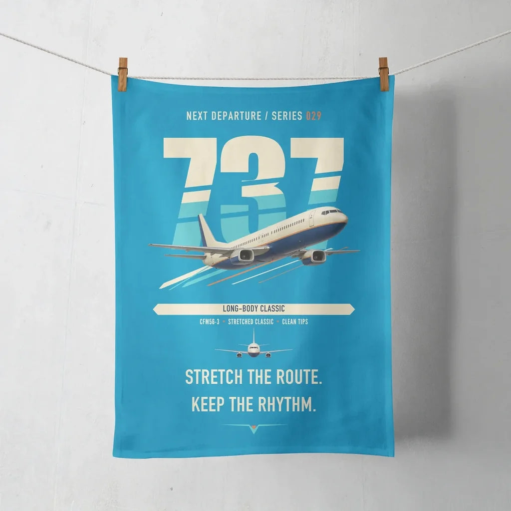 Boeing 737-400 Classic design on turquoise towel