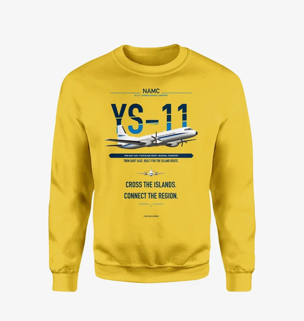 NAMC YS-11A design on yellow sweatshirt