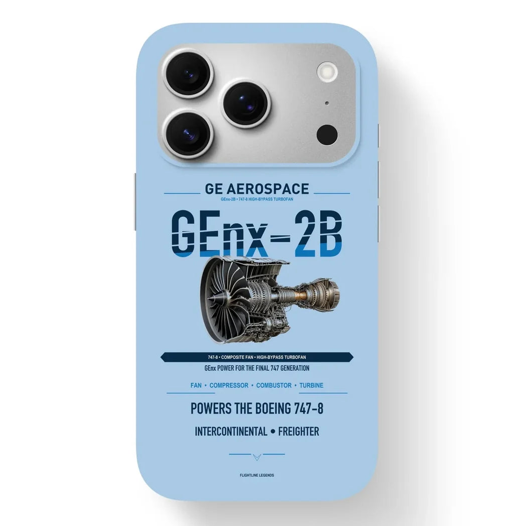 GEnx-2B Case design on light blue iphone case