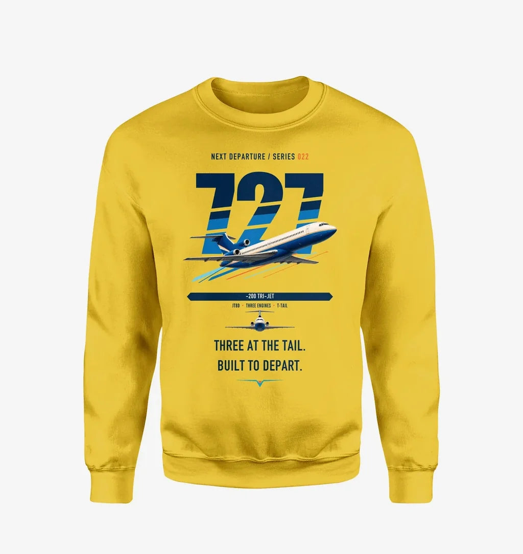 Boeing 727-200 design on yellow sweatshirt