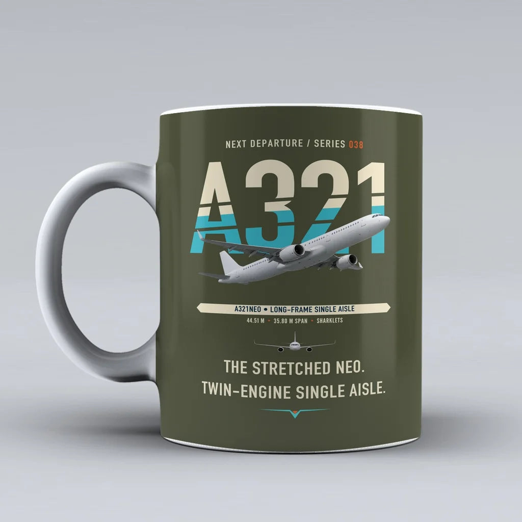 A321neo Mug design on green army airbus