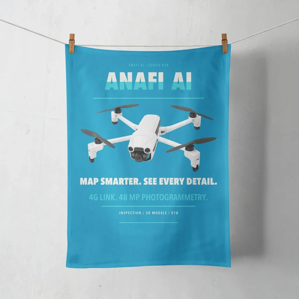 Parrot ANAFI Ai design on turquoise towel