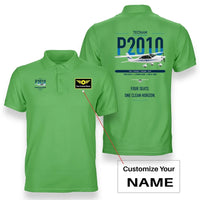 Thumbnail for Tecnam P2010 design on light green+name double-side polo t-shirt, double-side print