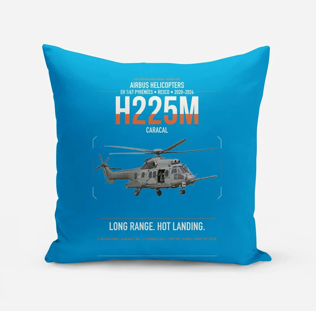 Airbus Helicopters H225M Caracal design on turquoise pillow