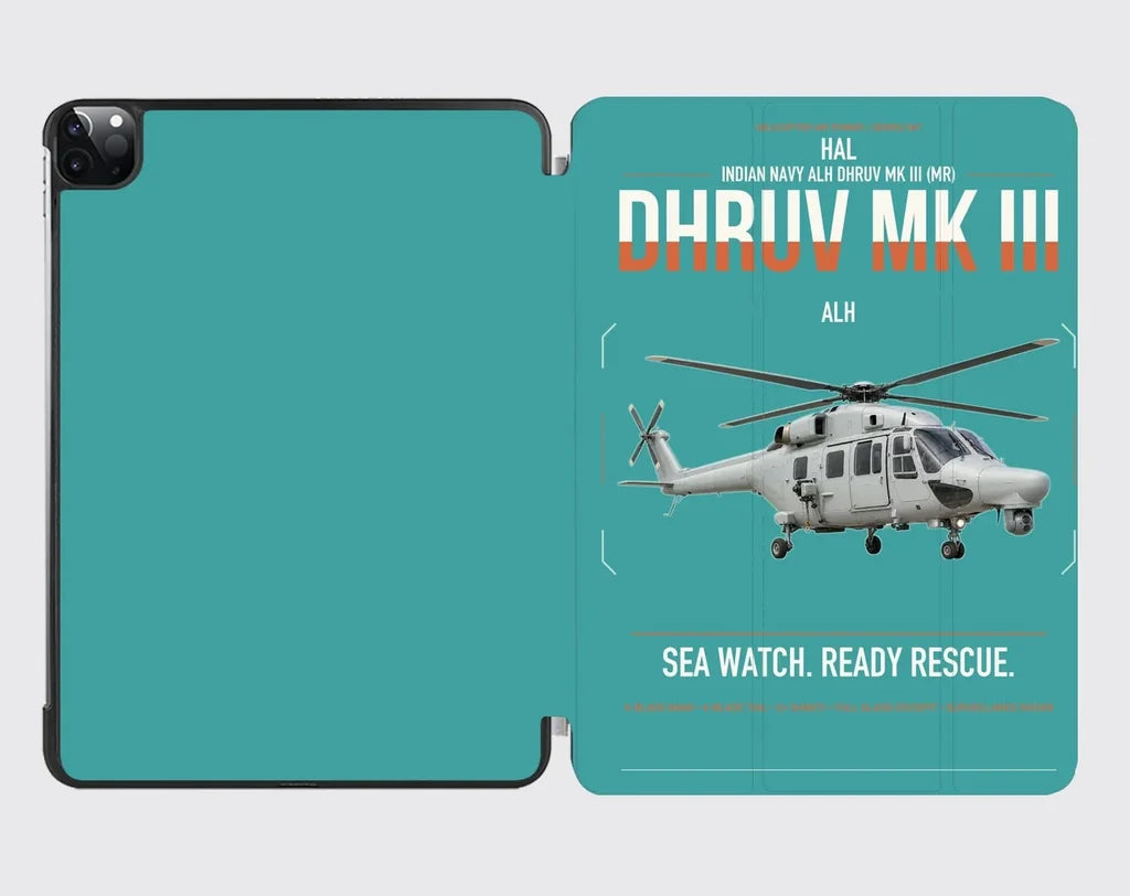 HAL ALH Dhruv Mk III design on turquoise ipad tablet case