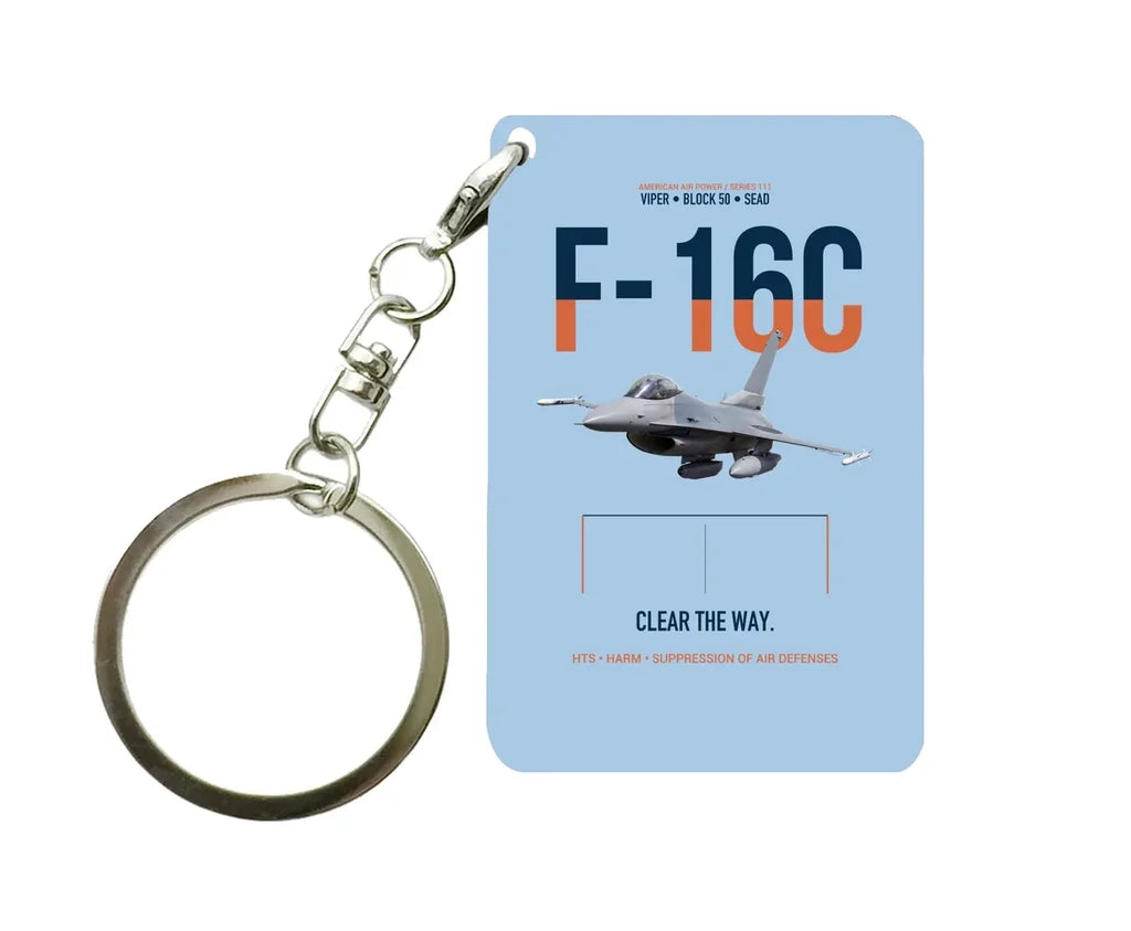 F-16C FIGHTING FALCON Key Chain design on light blue key chain