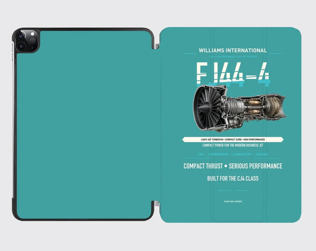 FJ44-4 design on turquoise ipad tablet case