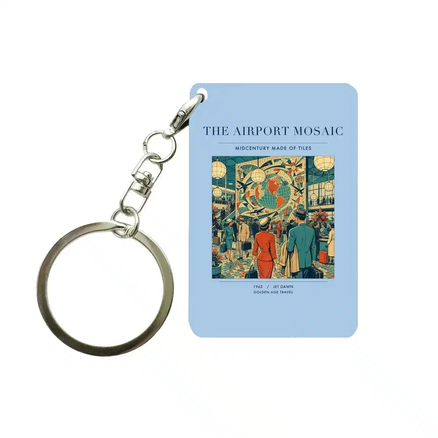VINTAGE G4132 - The Airport Mosaic - Designed Key Chain design on lightblue