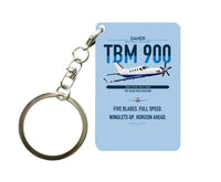 Thumbnail for Daher TBM 900 design on light blue designed key chain, double-side print