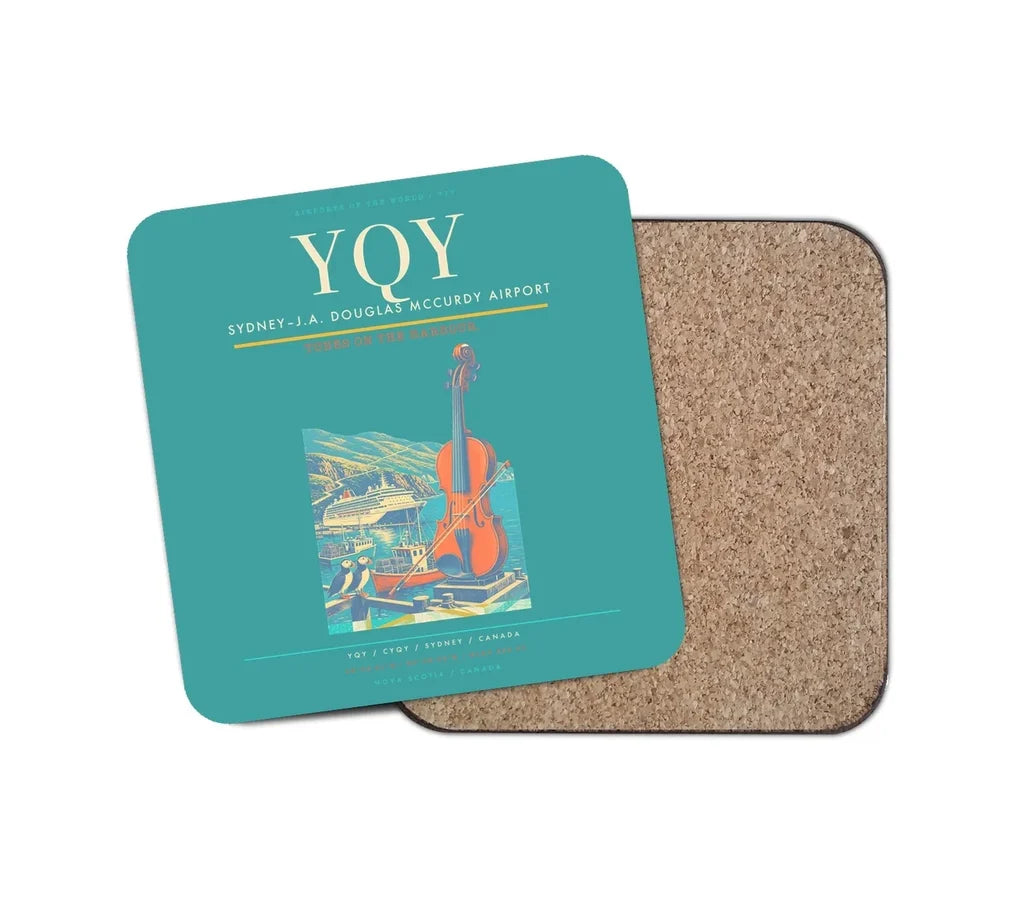 Sydney–J.A. Douglas McCurdy Airport (YQY) design on turquoise 1 piece coaster