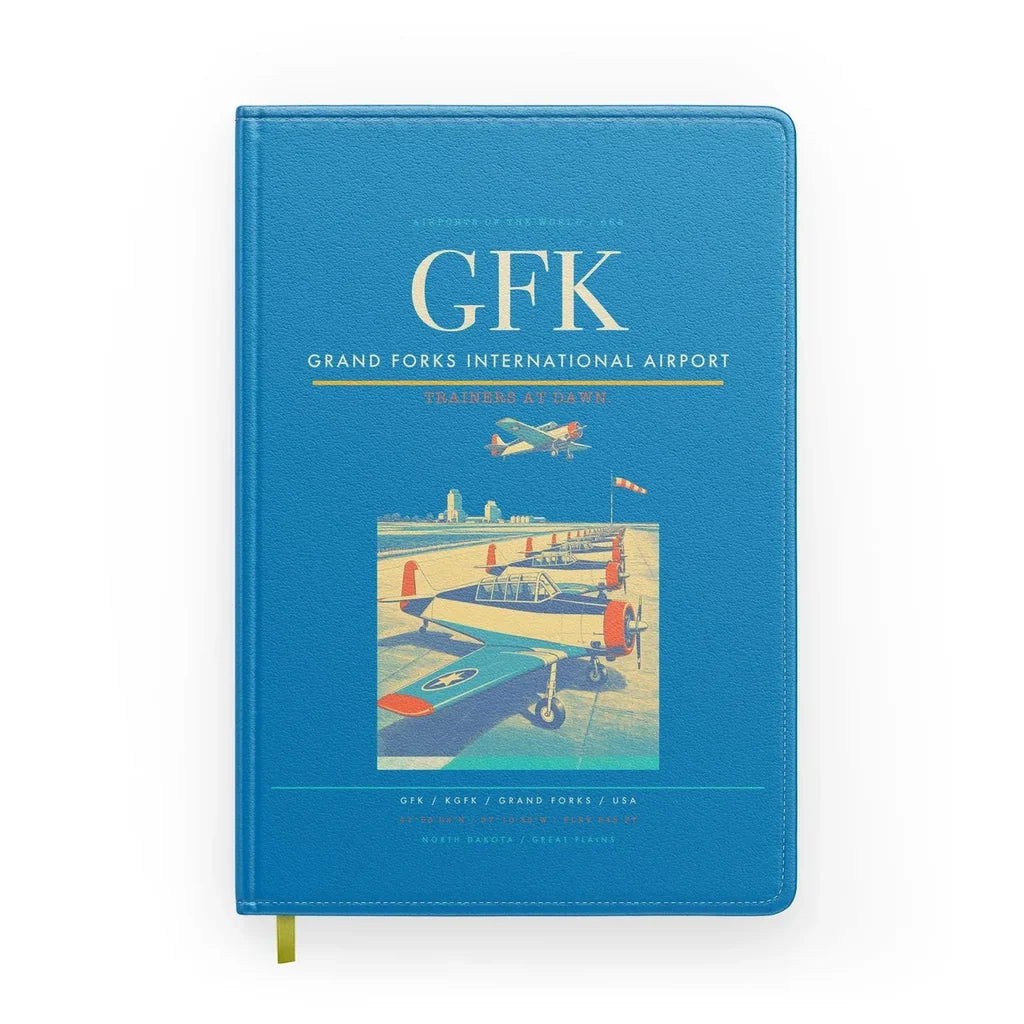 Grand Forks International Airport (GFK) design on turquoise notebook