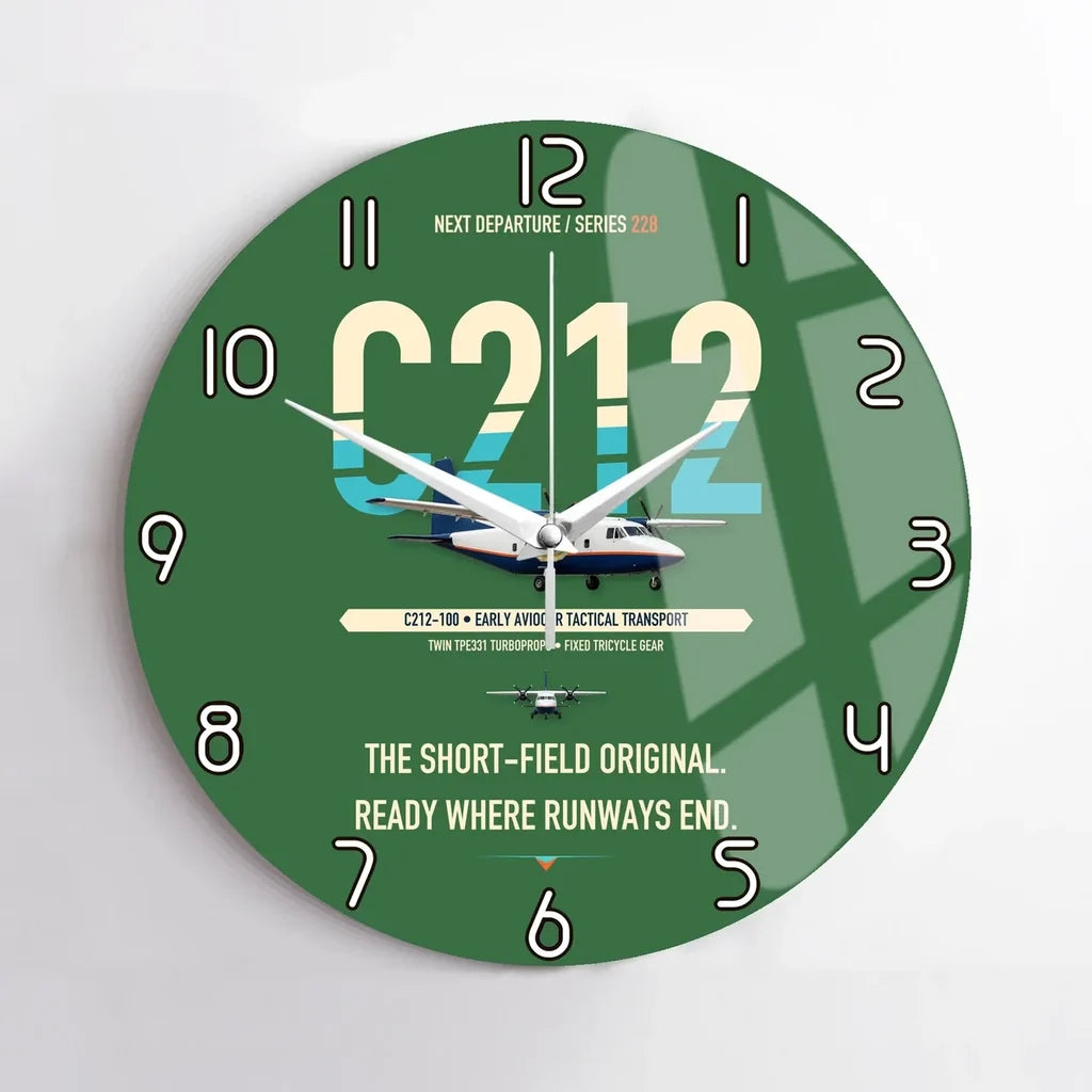 CASA C-212-100 Aviocar design on green no frame wall clock