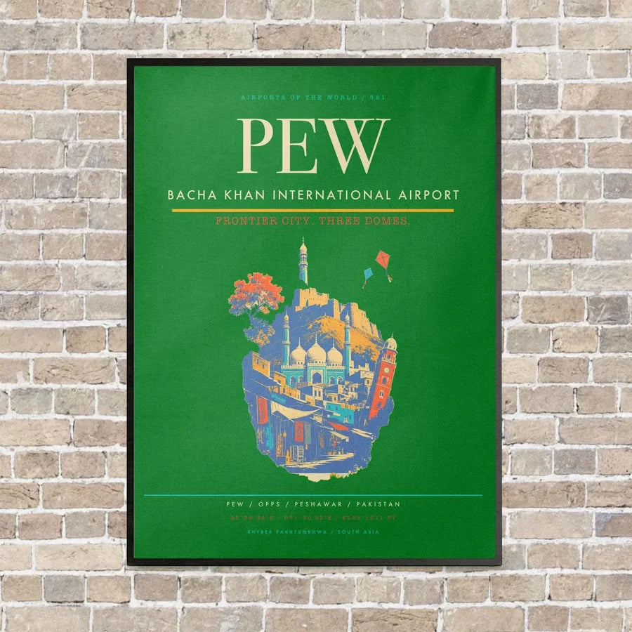 Bacha Khan International Airport PEW - Canvas Framed - Green