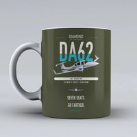Thumbnail for Diamond DA62 design on green army ceramic mug, double-side print