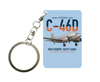 Thumbnail for C-46D Commando design on light blue designed key chain, double-side print
