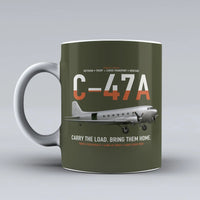 Thumbnail for C-47A Skytrain design on green army ceramic mug, double-side print