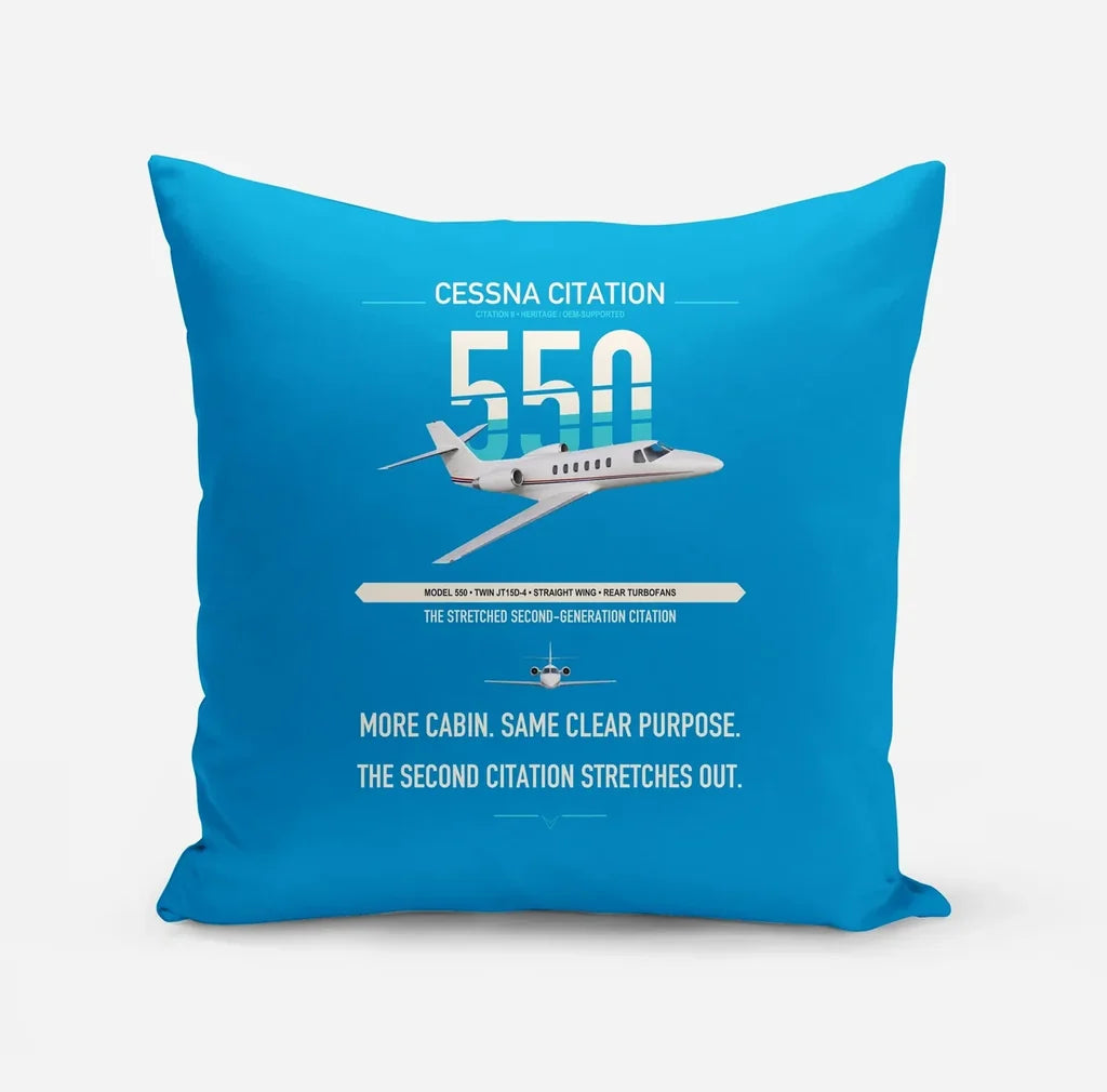 Cessna Citation 550 - Citation II design on turquoise pillow