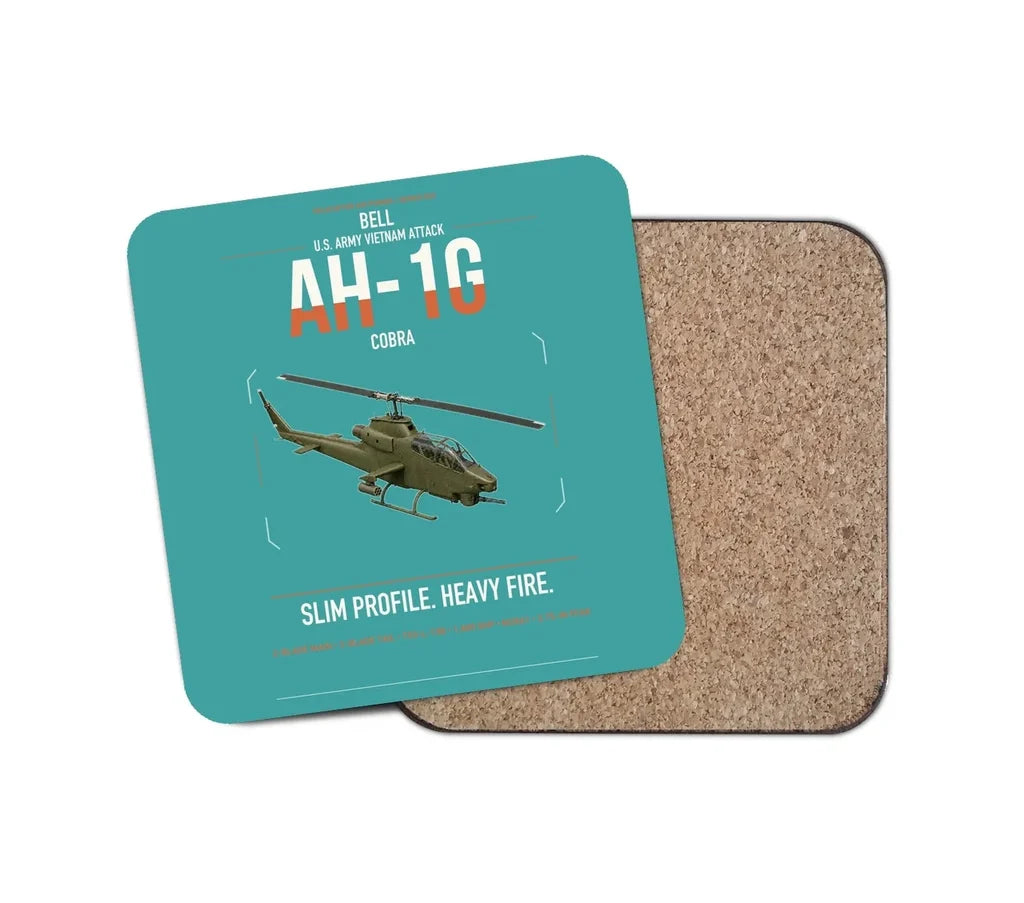 Bell AH-1G Cobra design on turquoise 1 piece coaster