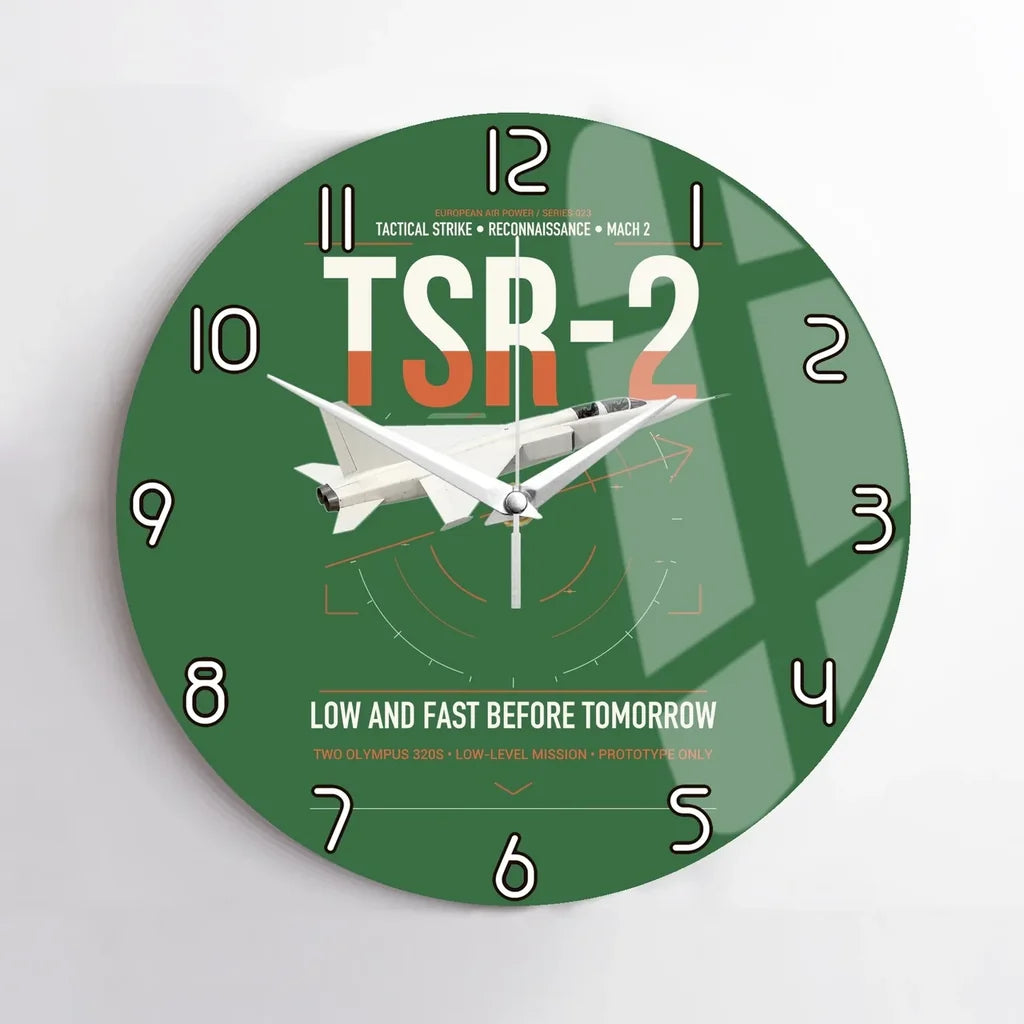 BAC TSR-2 design on green no frame wall clock