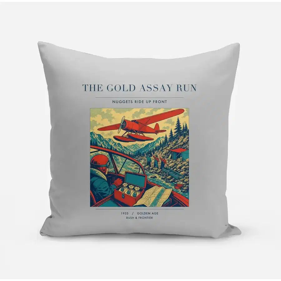 VINTAGE G4415 - The Gold Assay Run - Designed Pillows design on lightgray