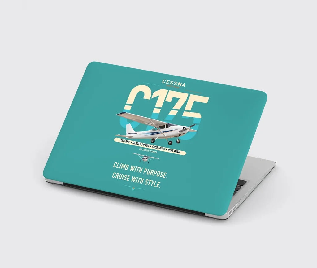 Cessna 175 Skylark design on turquoise MacBook case