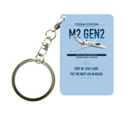 Thumbnail for Cessna Citation M2 Gen2 design on light blue designed key chain, double-side print