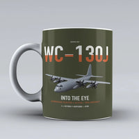 Thumbnail for WC-130J Hurricane Hunter design on green army ceramic mug, double-side print