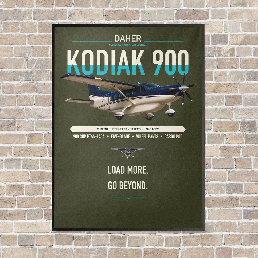 Daher Kodiak 900 vertical canvas print - framed - green army background