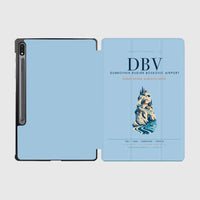 Thumbnail for Dubrovnik Ruđer Bošković Airport (DBV) design on light blue samsung tablet tablet case