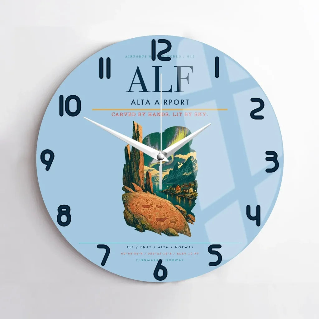 Alta Airport ALF Wall-Clock No-Frame - Light Blue