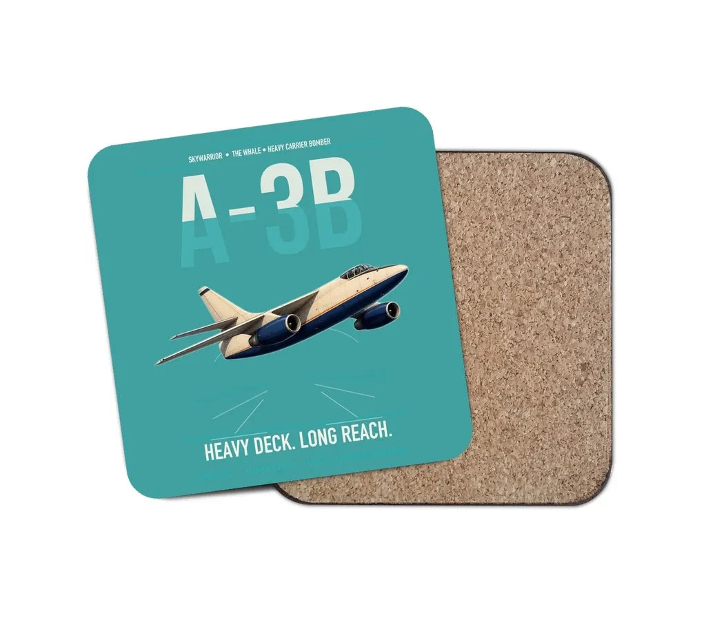 A-3B Skywarrior design on turquoise 1 piece coaster