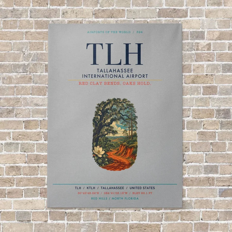 Tallahassee International Airport TLH vertical canvas print - no frame - light gray background