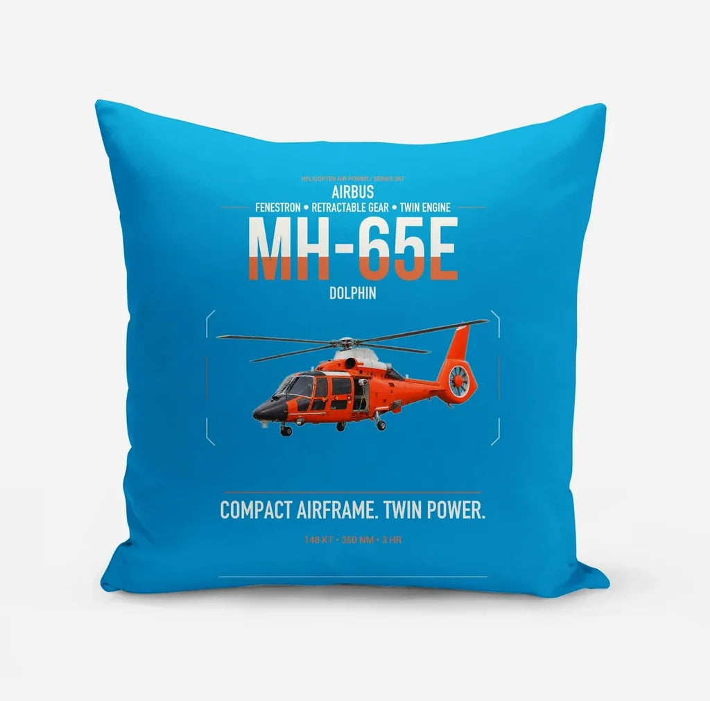 Airbus MH-65E Dolphin design on turquoise pillow