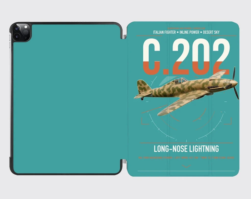 Macchi C.202 Folgore design on turquoise ipad tablet case
