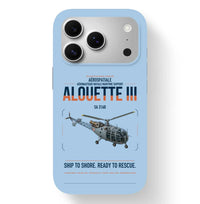 Thumbnail for Aérospatiale SA 316B Alouette III design on light blue magsafe iphone case, for iPhone 17 Pro