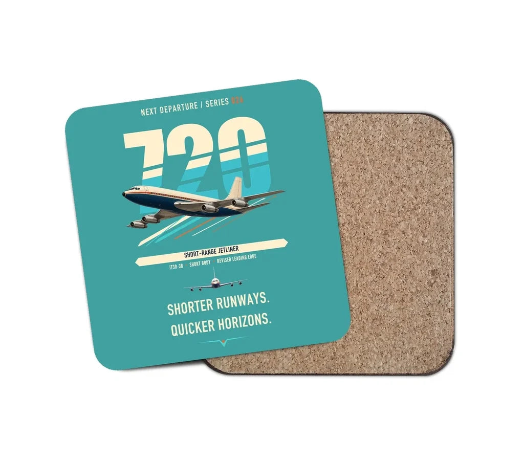 Boeing 720B design on turquoise 1 piece coaster