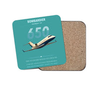 Thumbnail for Bombardier Challenger 650 design on turquoise 1 piece coaster