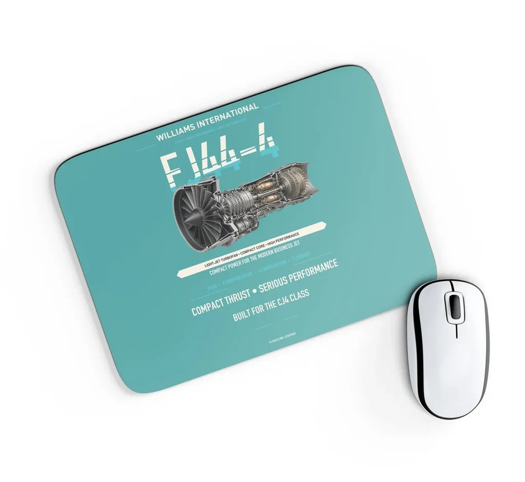 FJ44-4 design on turquoise rectangle mouse pad