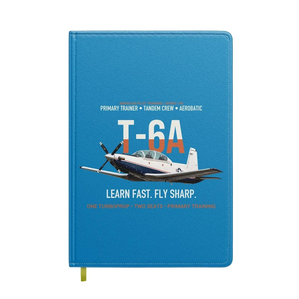 T-6A Texan II Train The Next Generation design on turquoise notebook