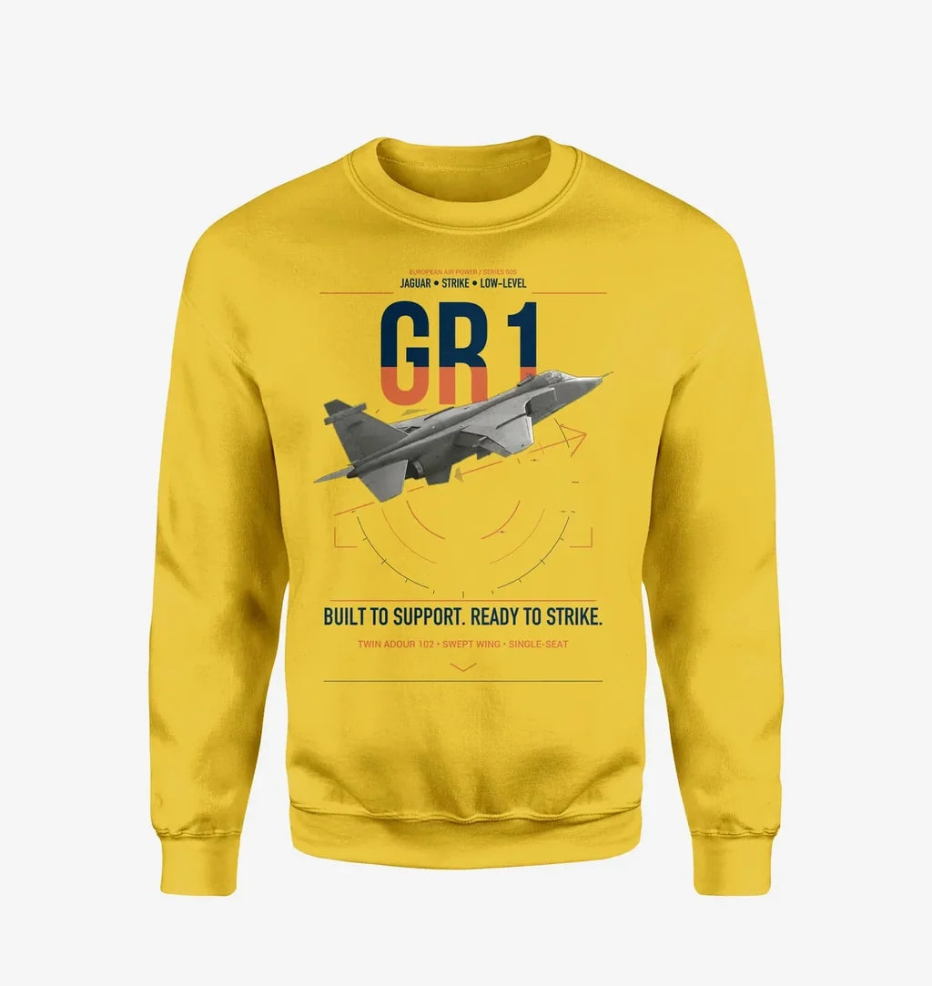 SEPECAT Jaguar GR1 design on yellow sweatshirt