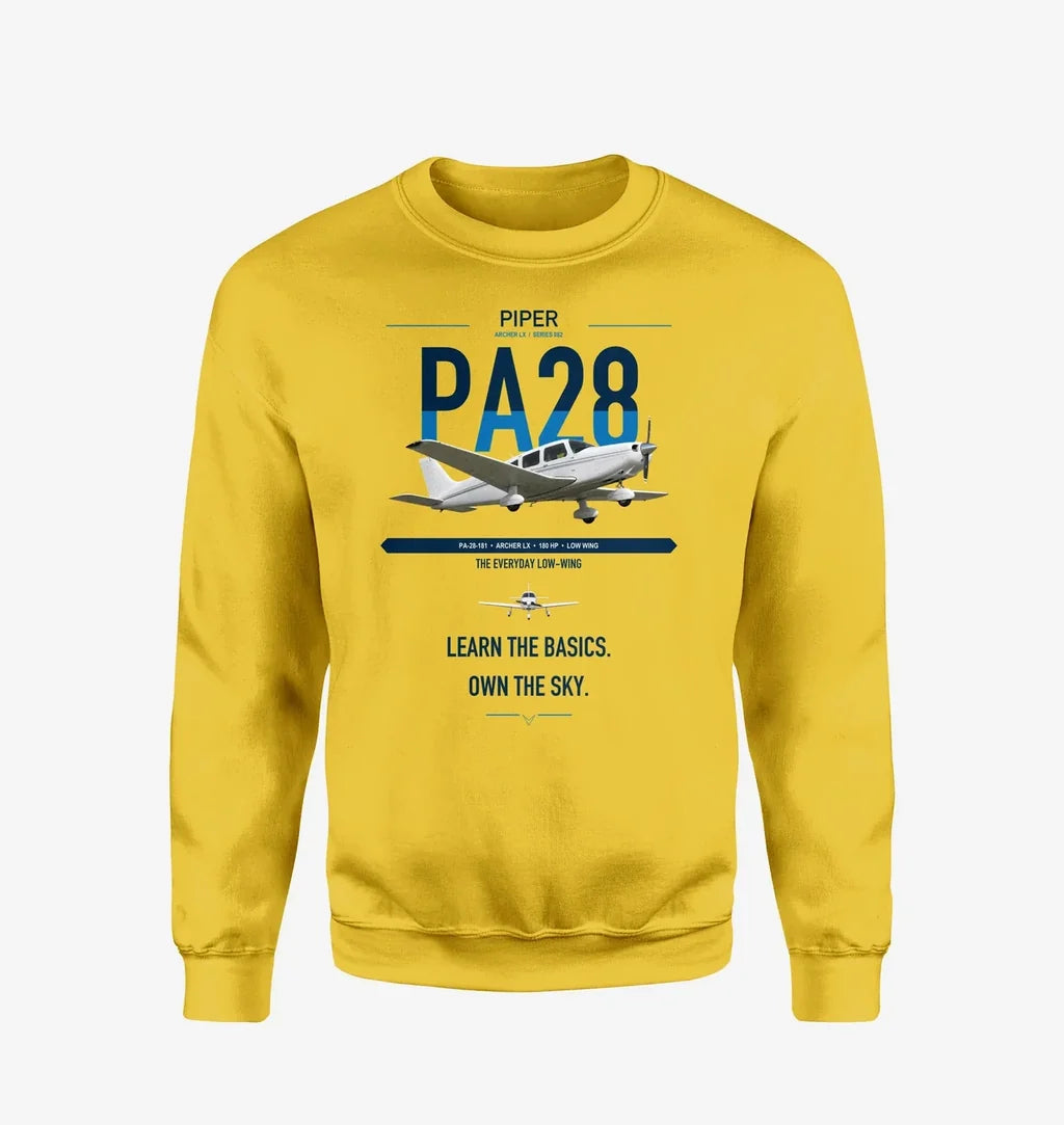 Piper PA-28-181 Archer LX design on yellow sweatshirt
